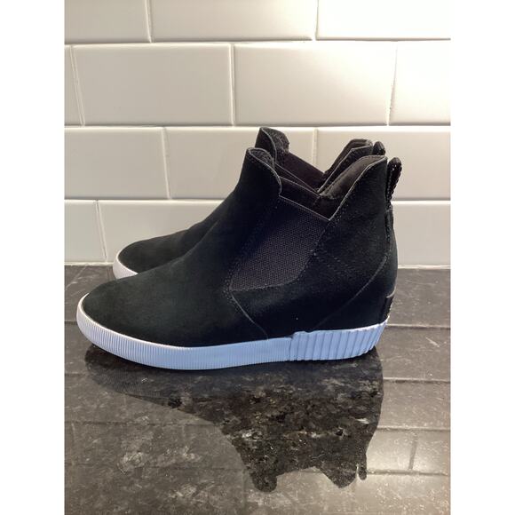 Sorel Women's Out 'N About Slip-On Wedge Boots Street Winter Black White Size 6 - Picture 5 of 9